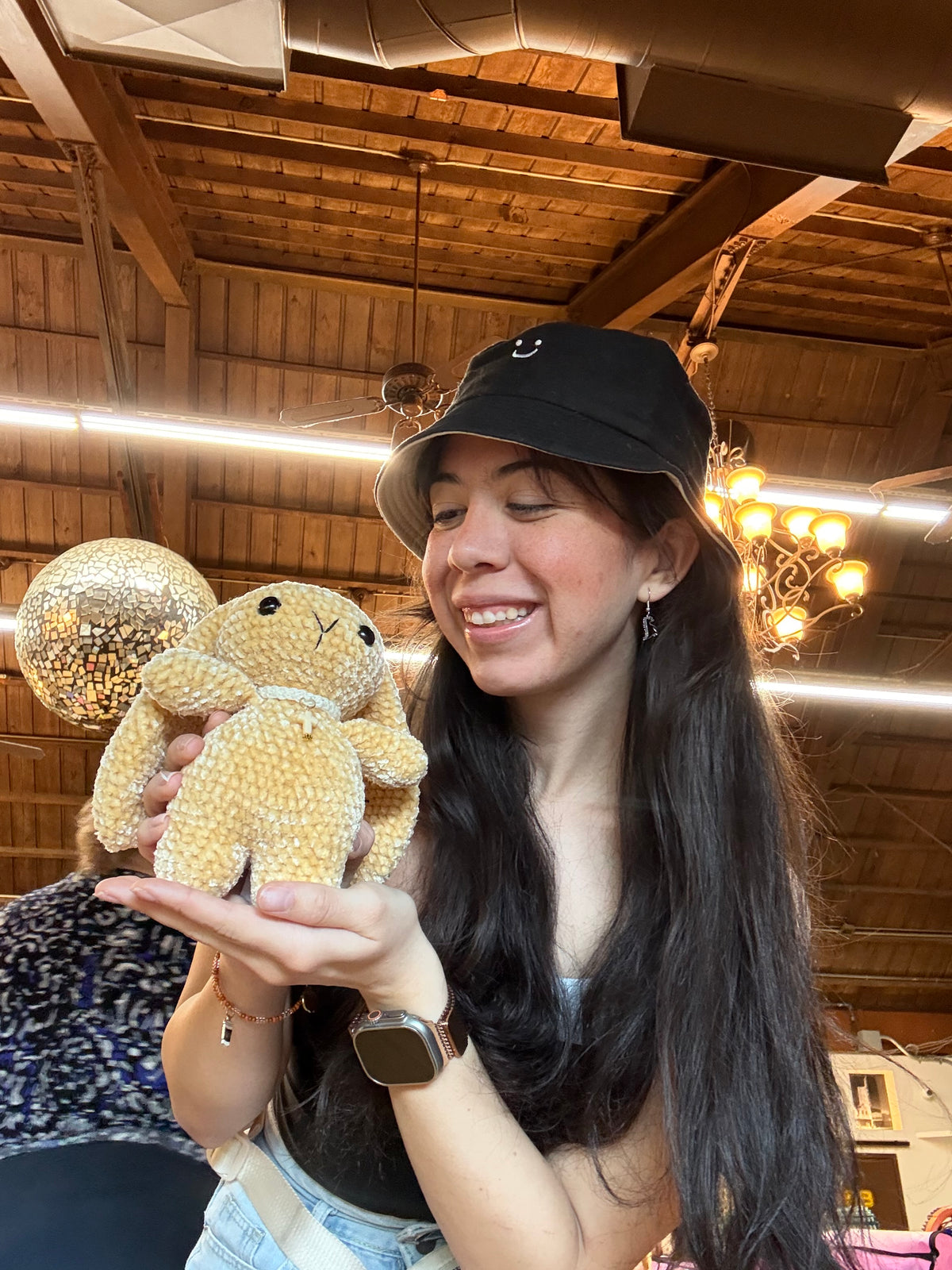 Crochet Yellow Bunny with Cross Charm